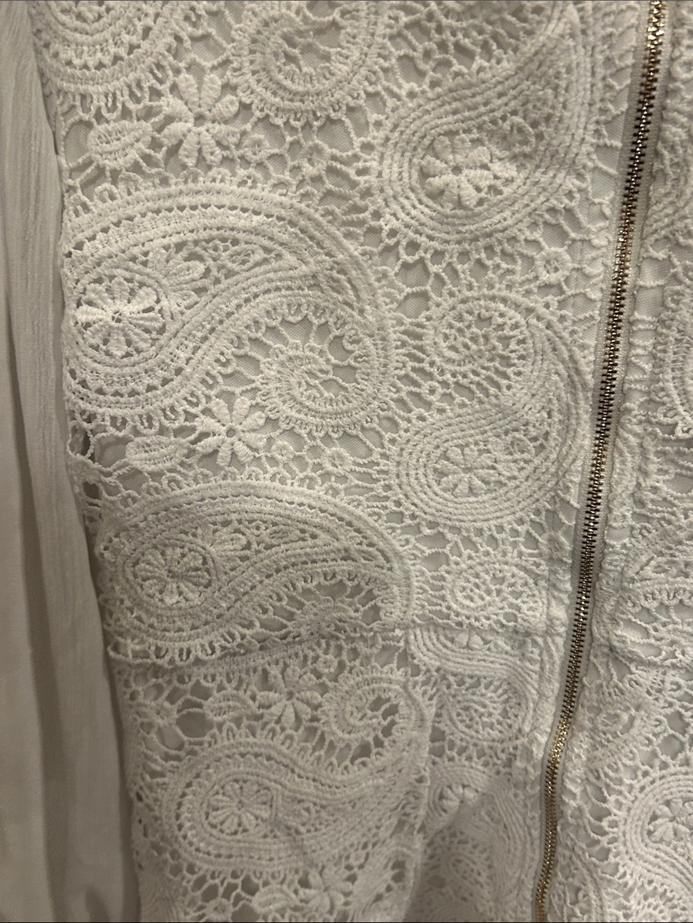 Aura White Lace Long-Sleeve Ruffle-Hem Dress - Picture 9 of 16